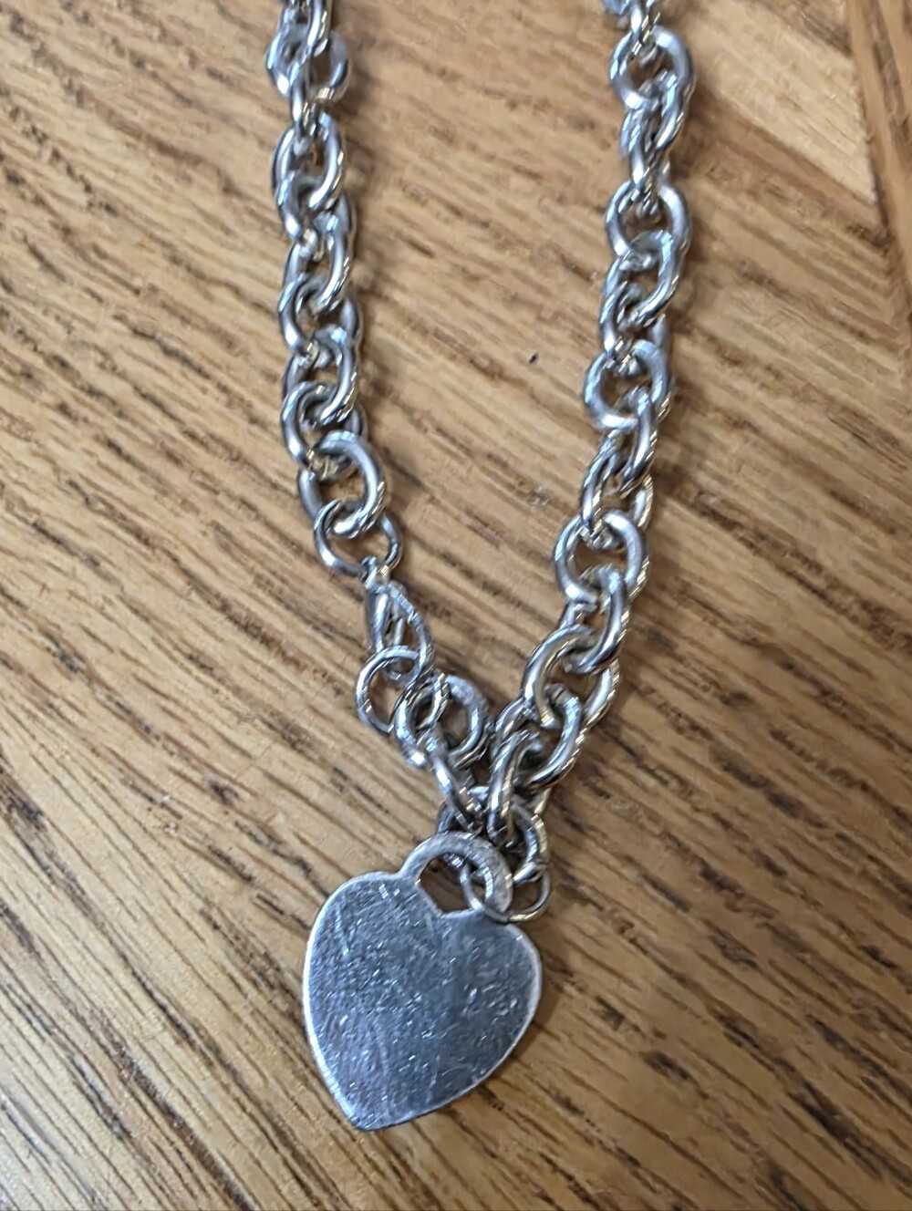 Tiffany & Co. Polished Silver Heart Tag Link Necklace - Picture 3 of 7